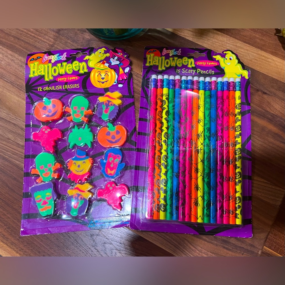 VINTAGE Lisa Frank Halloween erasers and pencils